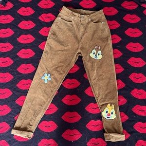 Disney hot topic chip n dale brown corduroy mom jeans size 1